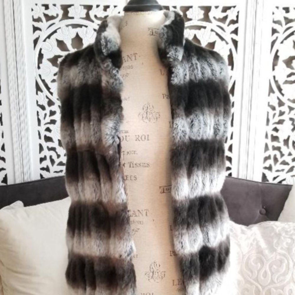 Faux Fur Vest, Black White, Jennifer Lopez, Medium